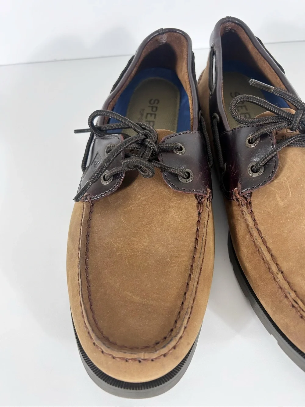 Sperry Top-Sider Mens 9.5 Boat Shoes Brown Leather Nubuck Deck Shoes 0777896
